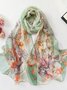 Boho Style Silk Floral Plum Blossom Scarf Neck Beach Vacation Accessories