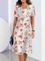 Floral Casual Crew Neck Loose Dress
