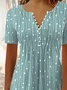 Women's Short Sleeve Blouse Summer Geometric Buckle Jersey Notched Daily Going Out Casual Top Green