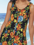 Boho Floral Crew Neck Regular Fit Dress
