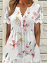 Buttoned Loose Floral Vacation Dress