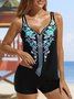 V Neck Vacation Ethnic Tankini