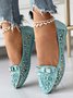 Elegant Applique Bowknot Decor Wedding Bridal Shoes Lace Split Joint Ballet Flats