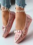 Elegant Applique Bowknot Decor Wedding Bridal Shoes Lace Split Joint Ballet Flats