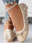 Elegant Hollow Out Lace Ballet Flats Bowknot Front Round Toe Shoes