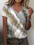 Abstract V Neck Regular Fit Casual T-Shirt