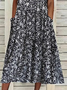 Loose Casual Floral V Neck Dress