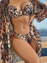 Sexy Animal Printing Notched Bikini With Cover Up