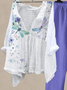 Cotton And Linen Butterfly Casual Regular Fit Two-Piece Set