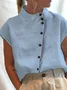 JFN Cotton & Linen Stand Collar Casual Shirt