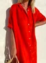 JFN Cotton & Linen Shirt Dress Half Sleeve Dress Maxi Button Down Dresses Spring Summer