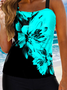Casual Floral Printing  Scoop Neck Tankini