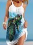 Vacation Plants Printing Scoop Neck Coverup