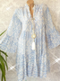 Floral Loose Casual Stand Collar Dress