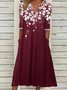 JFN Elegant Henley Neck Loose Floral A-Line Half Sleeve Dress