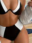 Casual Color Block Split Joint Bikini