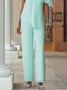Crew Neck Elegant Plain Two-Piece Set