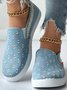 Women's Blue Denim Shredded Flats