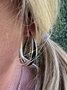 Ethnic Silver Metal Distressed Hoop Earrings Everyday Vintage Jewelry