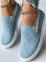 Women's Blue Denim Shredded Flats