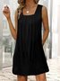 Square Neck Spaghetti Loose Plain Casual Basic Dress