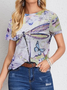 Crew Neck Loose Dragonfly Casual T-Shirt