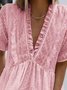 Elegant V Neck Plain Lace Shirt