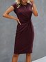 Crew Neck Twist Solid Fitted Dress
