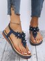 Applique & Faux Pearl Decor Slip On Thong Sandals