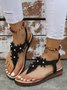 Applique & Faux Pearl Decor Slip On Thong Sandals