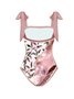 Printing Square Neck Vacation Floral One Piece With Cover Up
