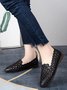 Hollow Out Embroidery Scallop Trim Point Toe Flat Shoes