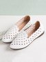 Hollow Out Embroidery Scallop Trim Point Toe Flat Shoes