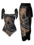 Vacation Abstract Printing Scoop Neck One Piece With Cover Up