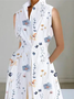 Loose Floral V Neck Vacation Basic Sleeveless Print Maxi Dress