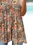Women Short Sleeve V-neck Floral Printed Buttons Top