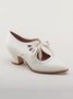 Vintage Bow Decor Hollow out Spool Heel Mary Jane Shoes