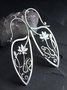 Vintage Silver Metal Floral Piercing Earrings Ethnic Casual Women Jewelry