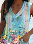 Floral Casual Artist Oil Painting Printed Women's V-neck Tank Top
