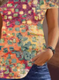 Casual Geometric Regular Fit V Neck Shirt