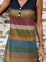 Casual Color Block Buttoned Loose Dress