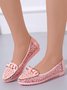 Elegant Applique Bowknot Decor Wedding Bridal Shoes Lace Split Joint Ballet Flats