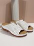 Vintage Hollow Out Wedge Slide Sandals