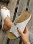 Vintage Hollow Out Wedge Slide Sandals