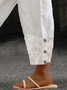Plain Buttoned Cotton Linen Pants