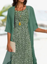 Vacation Loose Crew Neck Floral Two-Piece Set