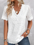 Lace V Neck Simple Plain T-Shirt