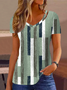 V Neck Casual Striped Blouse