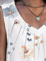 Knitted Loose Casual V Neck Floral Tank Top