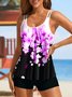 Vacation Floral Scoop Neck Printing Tankini
